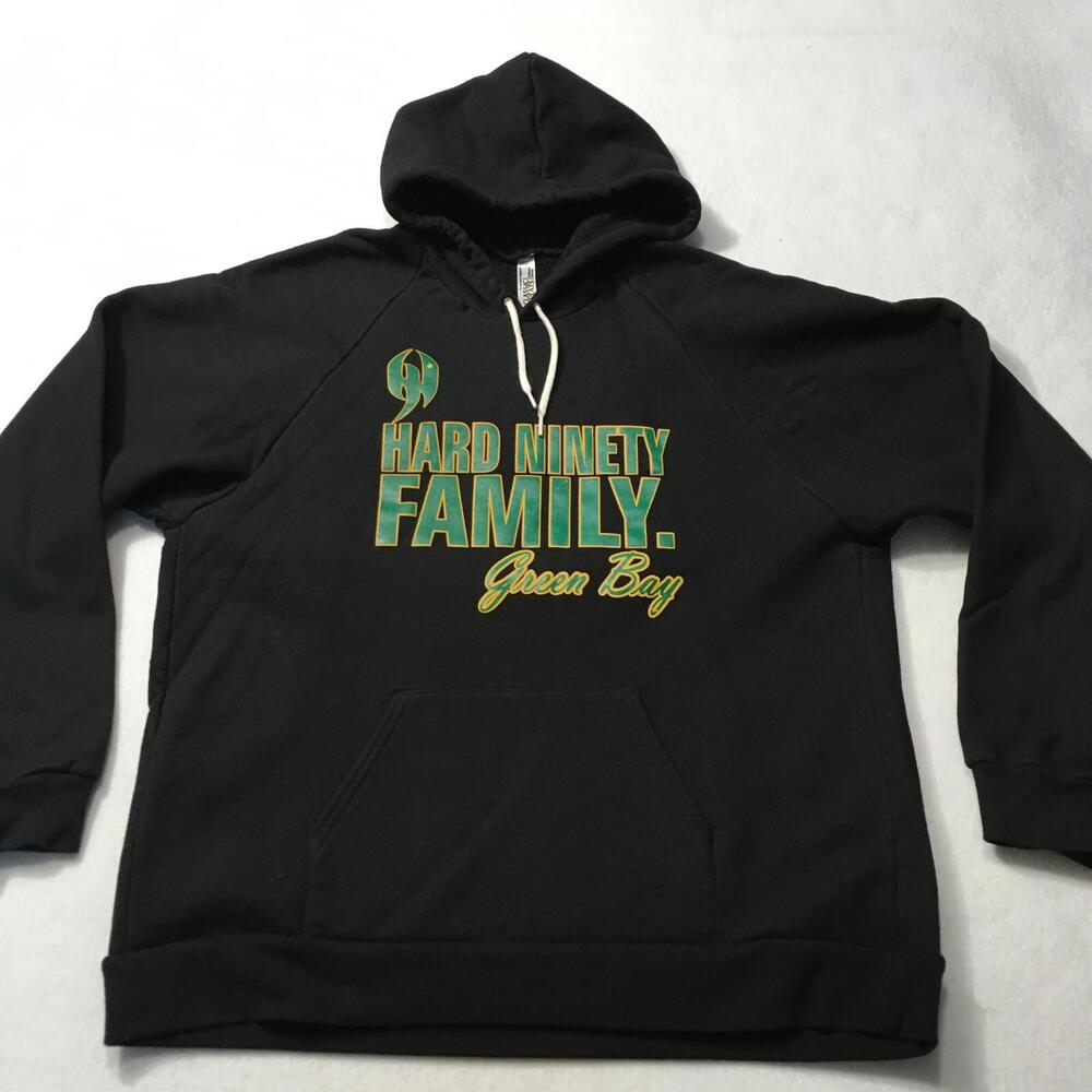 Green Bay Packers Sweashirt 2XL Black Pullover HARD NINETY
